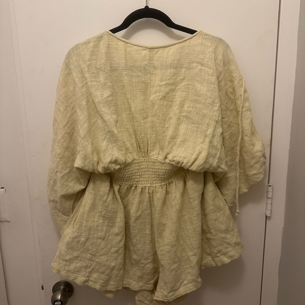 Free People Soft Cream Smocked Romper